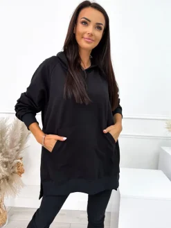 Czarny Komplet Bluza Oversize + Legginsy 10450-203-C|Modna Kiecka Outlet