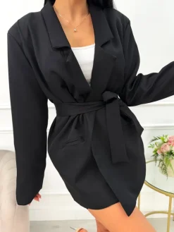 Czarny Komplet Marynarka Oversize + Spódnico-Spodenki 13568-191-C|Modna Kiecka Hot