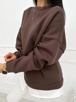 Czekoladowa Bluza Oversize 13445-418-D|Modna Kiecka Sale