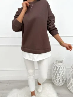 Czekoladowa Bluza Oversize 13445-418-D|Modna Kiecka Sale