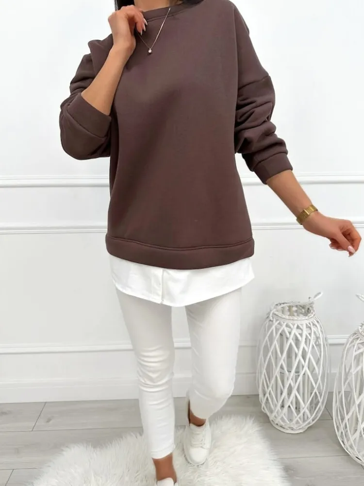 Czekoladowa Bluza Oversize 13445-418-D|Modna Kiecka Sale