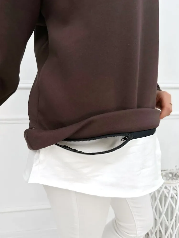 Czekoladowa Bluza Oversize 13445-418-D|Modna Kiecka Sale