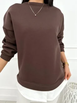 Czekoladowa Bluza Oversize 13445-418-D|Modna Kiecka Sale