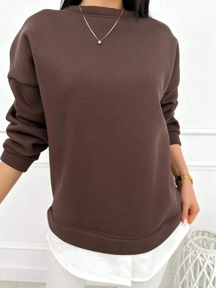 Czekoladowa Bluza Oversize 13445-418-D|Modna Kiecka Sale