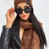 Czekoladowy Komplet Czapka+Szalik 9003-334-L|Modna Kiecka Online