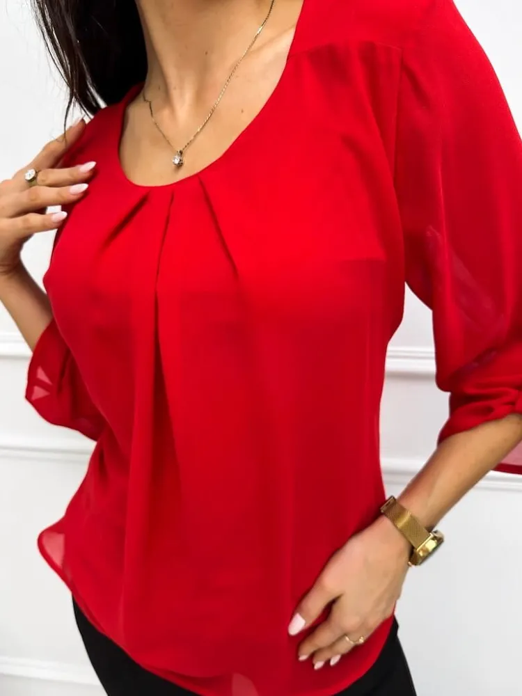Czerwona Bluzka 13298-112-B|Modna Kiecka Best