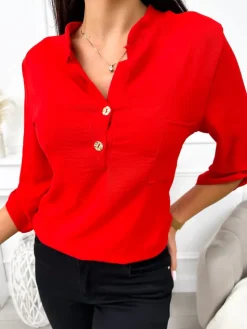 Czerwona Klasyczna Koszula 11451-241-D|Modna Kiecka Online