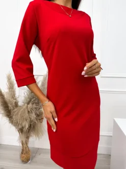 Czerwona Klasyczna Sukienka 10694-288-C|Modna Kiecka Hot