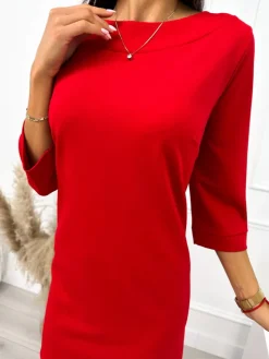 Czerwona Klasyczna Sukienka 10694-288-C|Modna Kiecka Hot