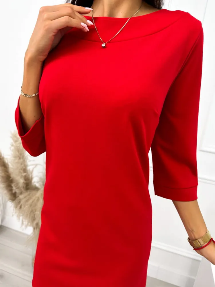 Czerwona Klasyczna Sukienka 10694-288-C|Modna Kiecka Hot