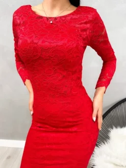 Czerwona Koronkowa Sukienka Maxi 13227-184-B|Modna Kiecka Online