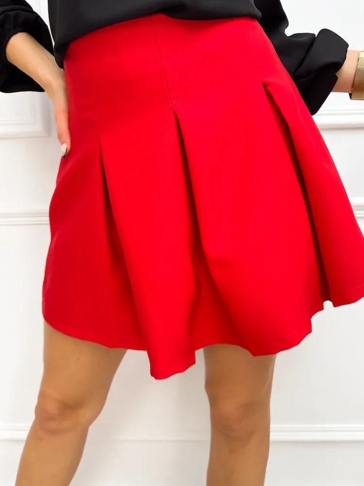 Czerwona Plisowana Spódniczka Mini 13264-131-C|Modna Kiecka Clearance