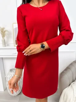 Czerwona Sukienka 11440-318-C|Modna Kiecka Clearance