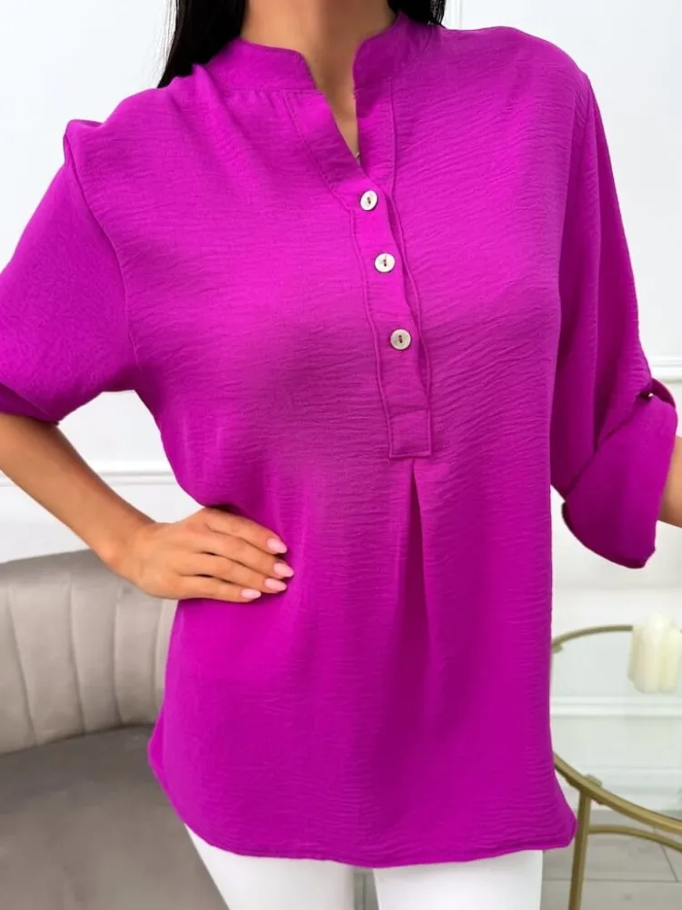 Fioletowa Asymetryczna Bluzka 13718-142-C|Modna Kiecka Fashion