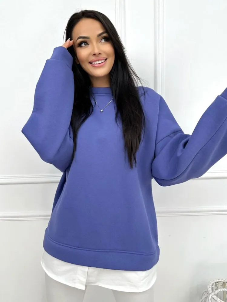 Fioletowa Bluza Oversize 13445-418-E|Modna Kiecka New