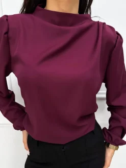 Fioletowa Klasyczna Bluzka 13284-315-C|Modna Kiecka Clearance