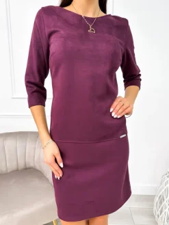 Fioletowa Zamszowa Sukienka 11132-281-D|Modna Kiecka Sale