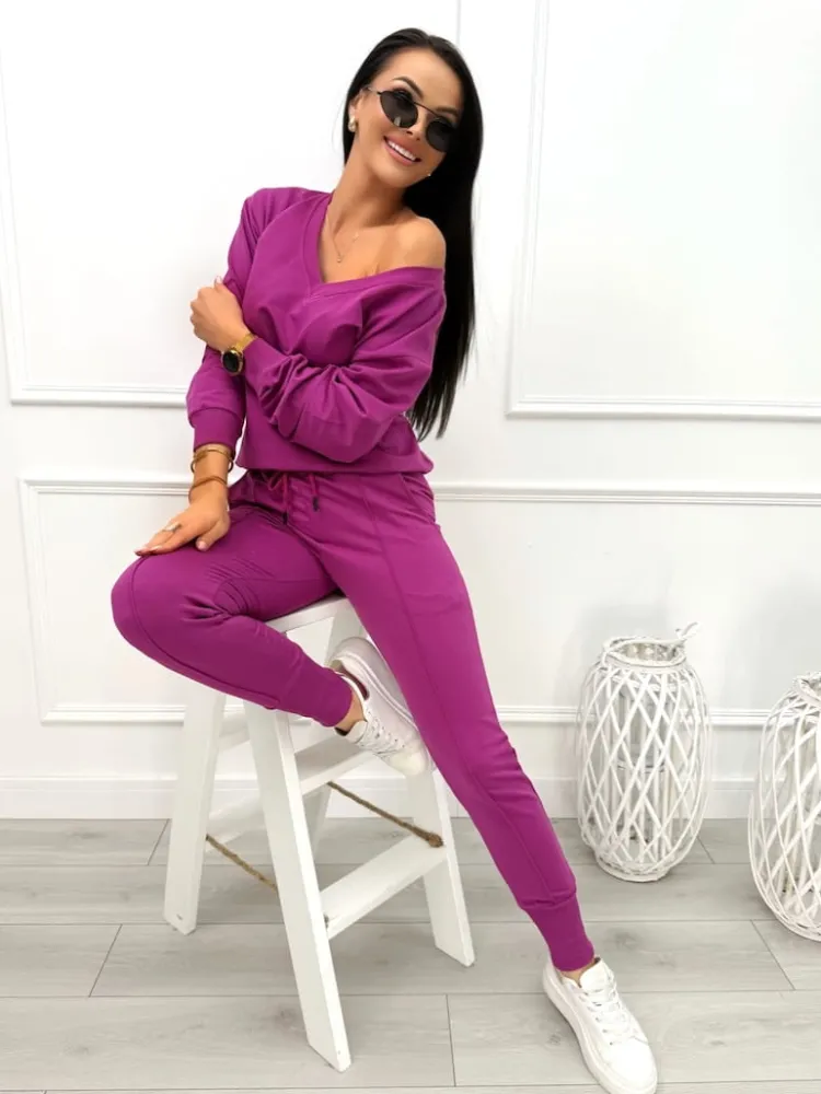 Fuksjowy Komplet Bluza + Spodnie 10557-115-I|Modna Kiecka Best
