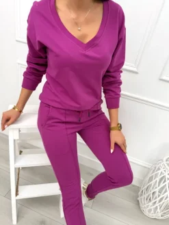Fuksjowy Komplet Bluza + Spodnie 10557-115-I|Modna Kiecka Best