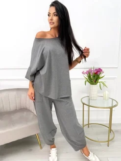 Grafitowy Dresowy Komplet 13653-521-E|Modna Kiecka Fashion