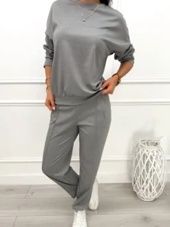 Grafitowy Komplet Bluza + Spodnie 13470-413-C|Modna Kiecka Sale