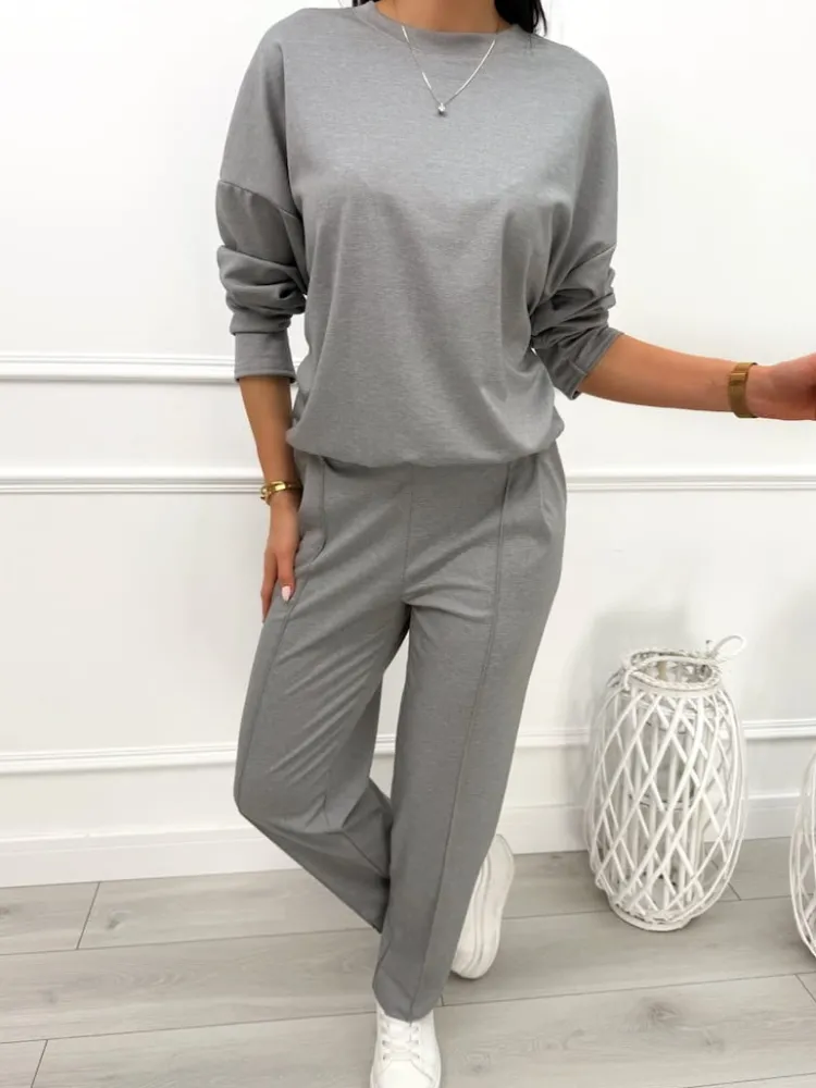 Grafitowy Komplet Bluza + Spodnie 13470-413-C|Modna Kiecka Sale