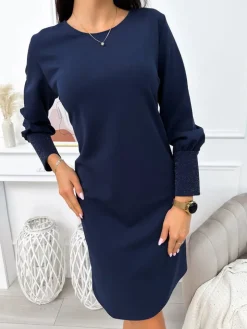 Granatowa Sukienka 11440-318-D|Modna Kiecka Online