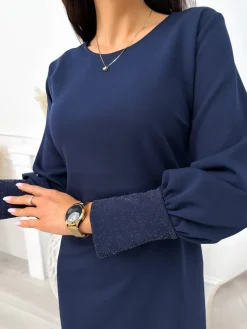 Granatowa Sukienka 11440-318-D|Modna Kiecka Online