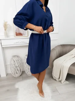 Granatowa Sukienka Oversize 11646-158-B|Modna Kiecka Outlet