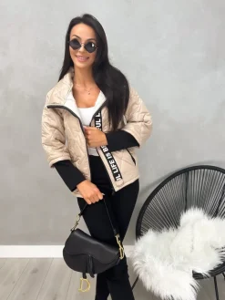 Jasnobeżowa Pikowana Kurtka 12044-177-G|Modna Kiecka Fashion