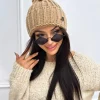 Jasnobrązowa Czapka z Pomponem 13301-334-F|Modna Kiecka Discount