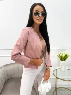 Jasnoróżowa Narzutka z Ekoskóry 11464-225-L|Modna Kiecka Clearance