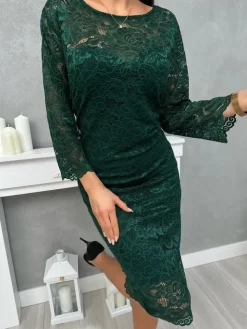 Jasnozielona Koronkowa Sukienka 13278-67-E|Modna Kiecka Hot