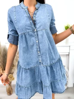 Jeansowa Sukienka Oversize 12171-529 12171-529-Q|Modna Kiecka Hot
