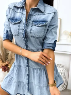 Jeansowa Sukienka Oversize  11794-47-Q|Modna Kiecka Discount