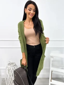 Khaki Kardigan 12630-156-F|Modna Kiecka Discount