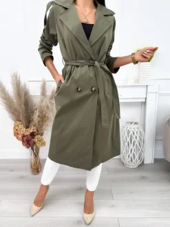 Khaki Trencz 12112-205-C|Modna Kiecka Best