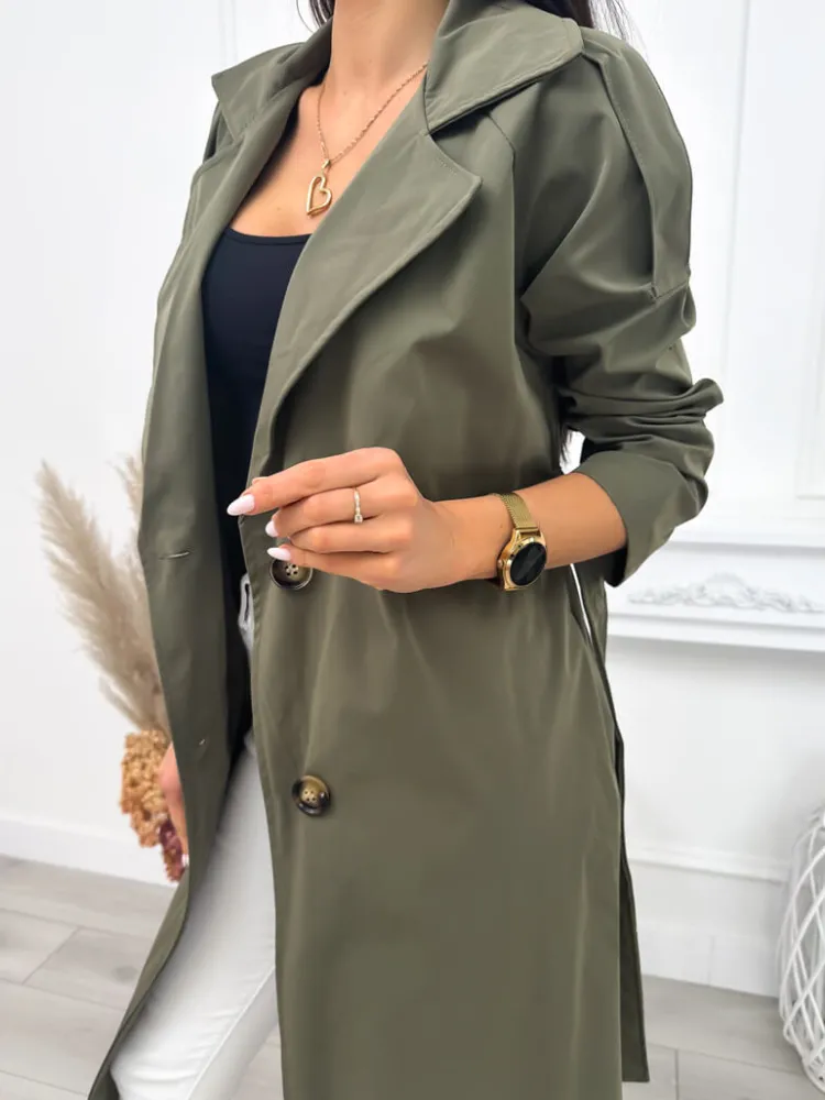 Khaki Trencz 12112-205-C|Modna Kiecka Best