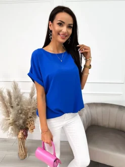 Kobaltowa Bluzeczka z Naszywką 10232-315-C|Modna Kiecka Clearance
