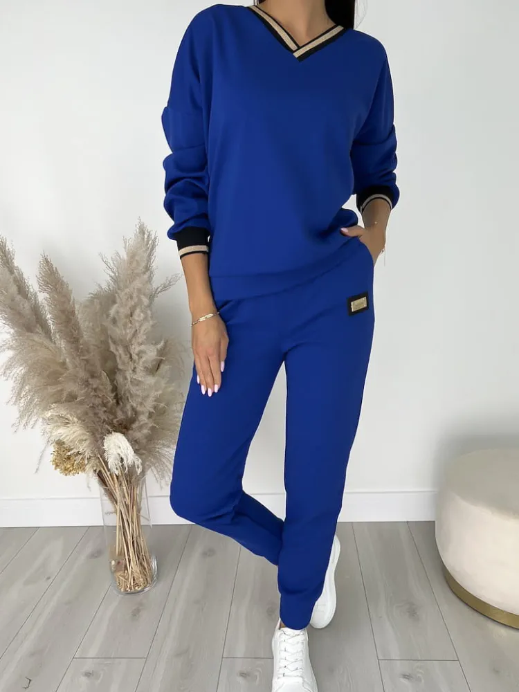 Kobaltowy Komplet 11404-523-B|Modna Kiecka Sale