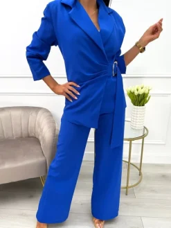 Kobaltowy Komplet Marynarka + Spodnie 13778-207-D|Modna Kiecka Discount