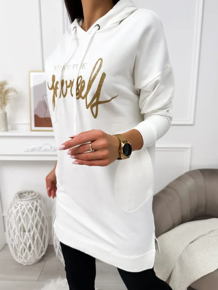 Kremowa Bluza z Kieszeniami 11491-164-D|Modna Kiecka Sale