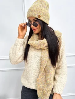 Limonkowy Komplet Czapka + Szalik 13303-334-C|Modna Kiecka Fashion