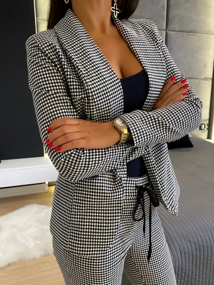 Marynarka w Kratę 11801-244-Q|Modna Kiecka Discount