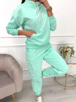 Miętowy Komplet 13590-93-A|Modna Kiecka Outlet