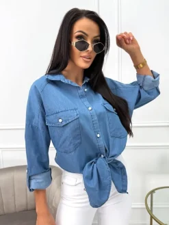 Niebieska Jeansowa Koszula 13682-68-B|Modna Kiecka Fashion