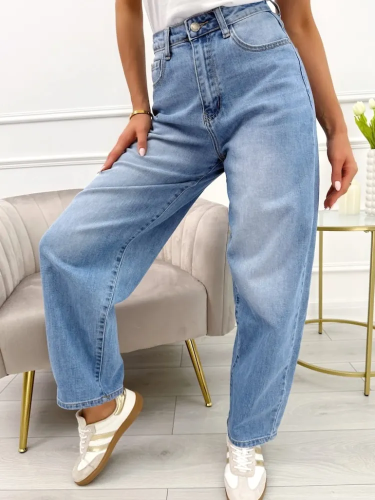 Niebieskie Spodnie o Kroju Mom Jeans 13828-269-B|Modna Kiecka Clearance