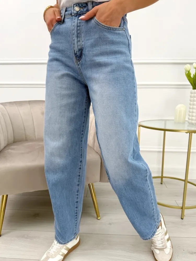 Niebieskie Spodnie o Kroju Mom Jeans 13828-269-B|Modna Kiecka Clearance