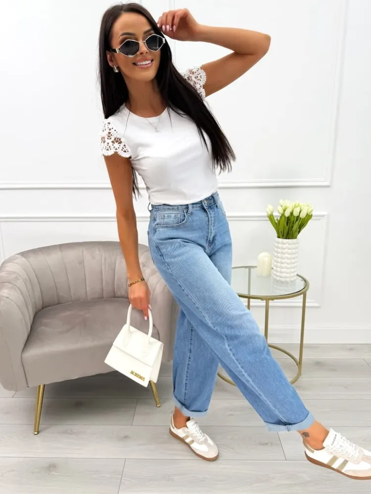 Niebieskie Spodnie o Kroju Mom Jeans 13828-269-B|Modna Kiecka Clearance