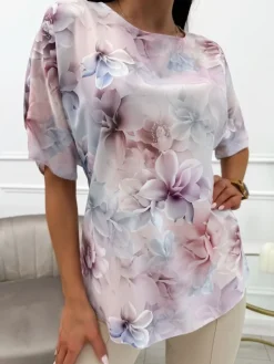 Pastelowa Bluzeczka w Kwiaty 13730-114-Q|Modna Kiecka Sale